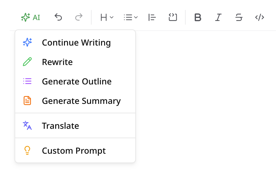Rich Text Editor with AI